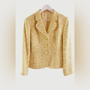 Vintage 70’s Holt Renfrew Elegant Yellow Tweed Women's Jacket